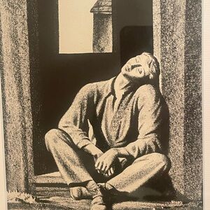 Black and White Art Print by Rockwell Kent “Resting “